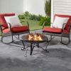 Round Steel Fire Pit with Mesh Cover and Poker in Bronze