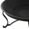 Round Steel Fire Pit with Mesh Cover and Poker in Bronze