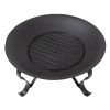 Round Steel Fire Pit with Mesh Cover and Poker in Bronze
