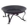 Round Steel Fire Pit with Mesh Cover and Poker in Bronze