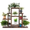 Modern Farmhouse 6 Tier Wooden Bookcase Plant Stand Shelving Unit