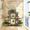 Modern Farmhouse 6 Tier Wooden Bookcase Plant Stand Shelving Unit
