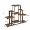 Modern Farmhouse 6 Tier Wooden Bookcase Plant Stand Shelving Unit