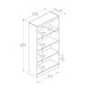 White 4 Shelf Bookcase with 2 Adjustable Shelves