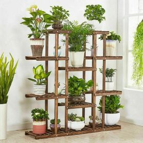 Solid Wood Indoor Outdoor 11 Tier Plant Stand for Patio & Balcony