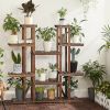 Solid Wood Indoor Outdoor 11 Tier Plant Stand for Patio & Balcony