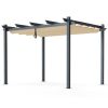 Modern 10 x 12 Ft Outdoor Pergola Gazebo with Retractable Beige Canopy