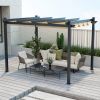 Modern 10 x 12 Ft Outdoor Pergola Gazebo with Retractable Beige Canopy