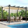 Modern 10 x 12 Ft Outdoor Pergola Gazebo with Retractable Beige Canopy