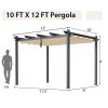 Modern 10 x 12 Ft Outdoor Pergola Gazebo with Retractable Beige Canopy