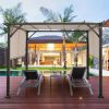 Modern 10 x 10 Ft Heavy-Duty Metal Frame Pergola Gazebo with Beige Canopy