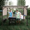 Modern 10 x 10 Ft Heavy-Duty Metal Frame Pergola Gazebo with Beige Canopy