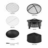 Rustic Steel Outdoor Fire Pit with BBQ Grill, Poker & Mesh Cover