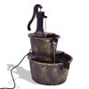 Rustic Garden Barrel Fountain with Cascading Water Flow