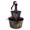 Rustic Garden Barrel Fountain with Cascading Water Flow