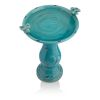 Outdoor Turquoise Blue Ceramic Birdbath for Garden & Yard