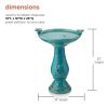 Outdoor Turquoise Blue Ceramic Birdbath for Garden & Yard