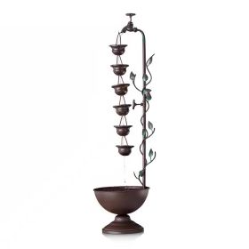 Rustic Bronze Hanging Cups Water Fountain for Patio & Garden