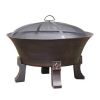 Cast Iron Fire Pit with Mesh Cover and Poker in Bronze