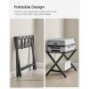 Bamboo Luggage Rack in Black Wood Finish with Lower Storage Shelf
