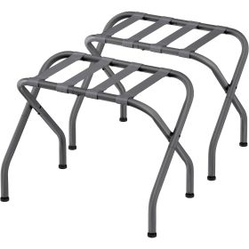 Set of 2 Grey Metal Folding Luggage Racks for Guest Rooms