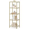 Narrow Gold Metal Frame Glass Shelves Shelving Unit Slim 4 Shelf Bookcase