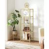 Narrow Gold Metal Frame Glass Shelves Shelving Unit Slim 4 Shelf Bookcase