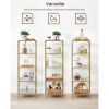 Narrow Gold Metal Frame Glass Shelves Shelving Unit Slim 4 Shelf Bookcase