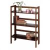 3 Shelf Stackable Folding Bookcase in Distressed Walnut Finish