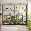 Rustic Industrial Plant Shelf with 10 Hooks for Hanging Planters