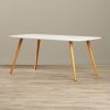 White Top Mid Century Coffee Table with Solid Wood Legs
