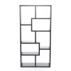 Modern 70 Inch High Display Cabinet Bookcase in Dark Brown Cappuccino Wood Finish