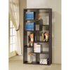 Modern 70 Inch High Display Cabinet Bookcase in Dark Brown Cappuccino Wood Finish