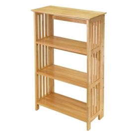 4 Shelf Wooden Folding Bookcase Storage Shelves in Natural Finish
