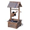 Rustic Wooden Wishing Well Water Fountain for Patio & Garden