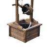Rustic Wooden Wishing Well Water Fountain for Patio & Garden