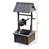 Rustic Wooden Wishing Well Water Fountain for Patio & Garden