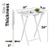 Set of 2 Folding TV Tray Table Set in White Wood Finish – Portable Snack & Laptop Tables