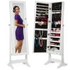White Freestanding Mirror and Jewelry Organizer Armoire Cabinet