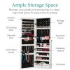 White Freestanding Mirror and Jewelry Organizer Armoire Cabinet