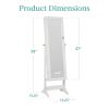 White Freestanding Mirror and Jewelry Organizer Armoire Cabinet