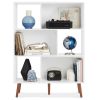 Mid Century Modern Bookcase Storage Shelving Unit in White Wood Finish