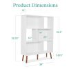 Mid Century Modern Bookcase Storage Shelving Unit in White Wood Finish