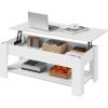 Lift Top Coffee Table Laptop Desk TV Tray in White Wood Finish