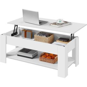 Lift Top Coffee Table Laptop Desk TV Tray in White Wood Finish