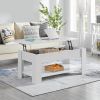 Lift Top Coffee Table Laptop Desk TV Tray in White Wood Finish