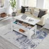 Lift Top Coffee Table Laptop Desk TV Tray in White Wood Finish