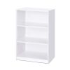 Modern 3 Shelf Bookcase in White Wood Finish