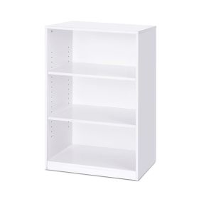 Modern 3 Shelf Bookcase in White Wood Finish