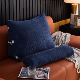 Backrest Pillow with Lumbar Cushion (Option: Dark Blue-45x22x50cm without headrest)